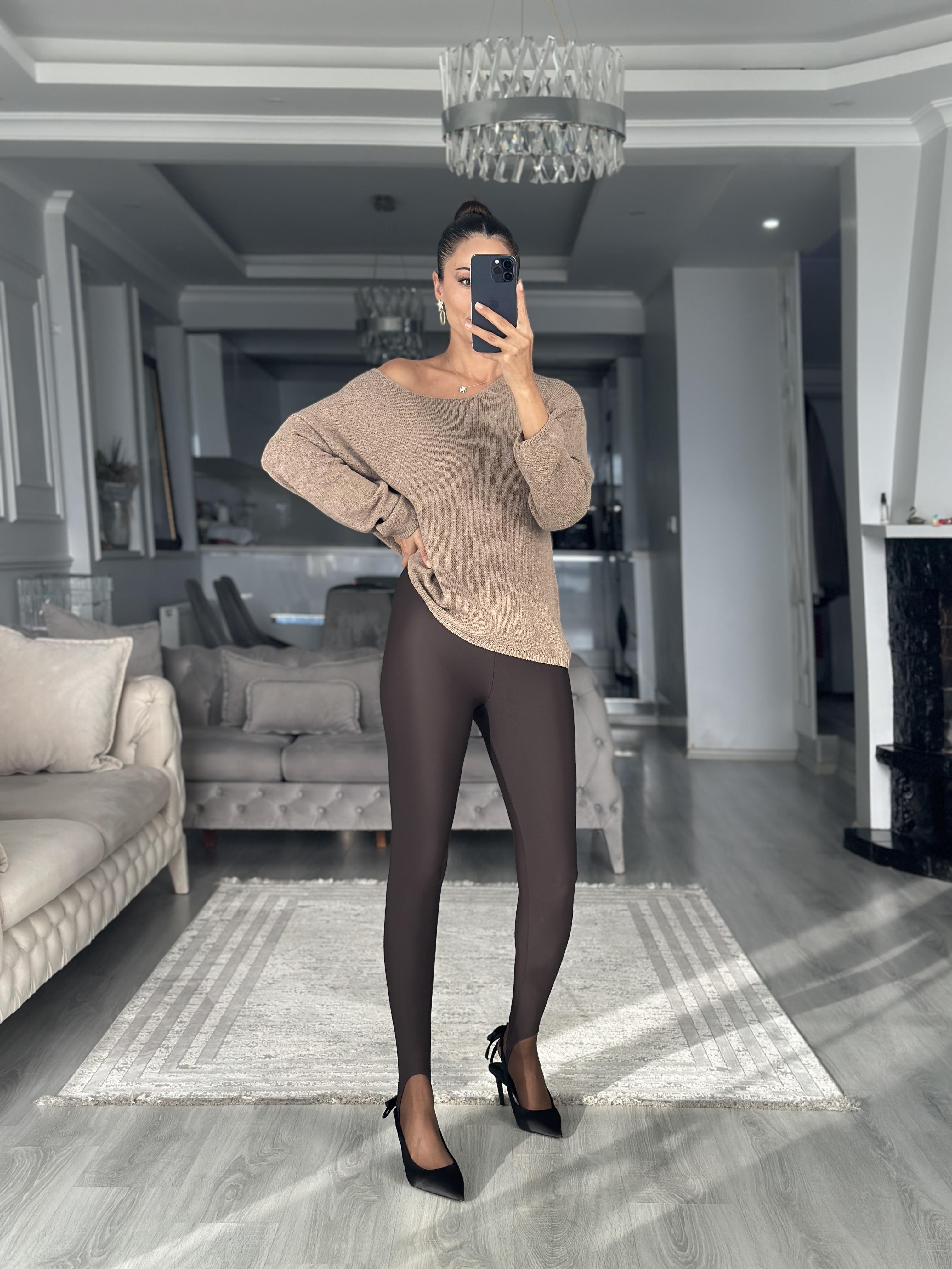 Vizon Oval Yaka Uzun Kol Kadın Triko Kazak