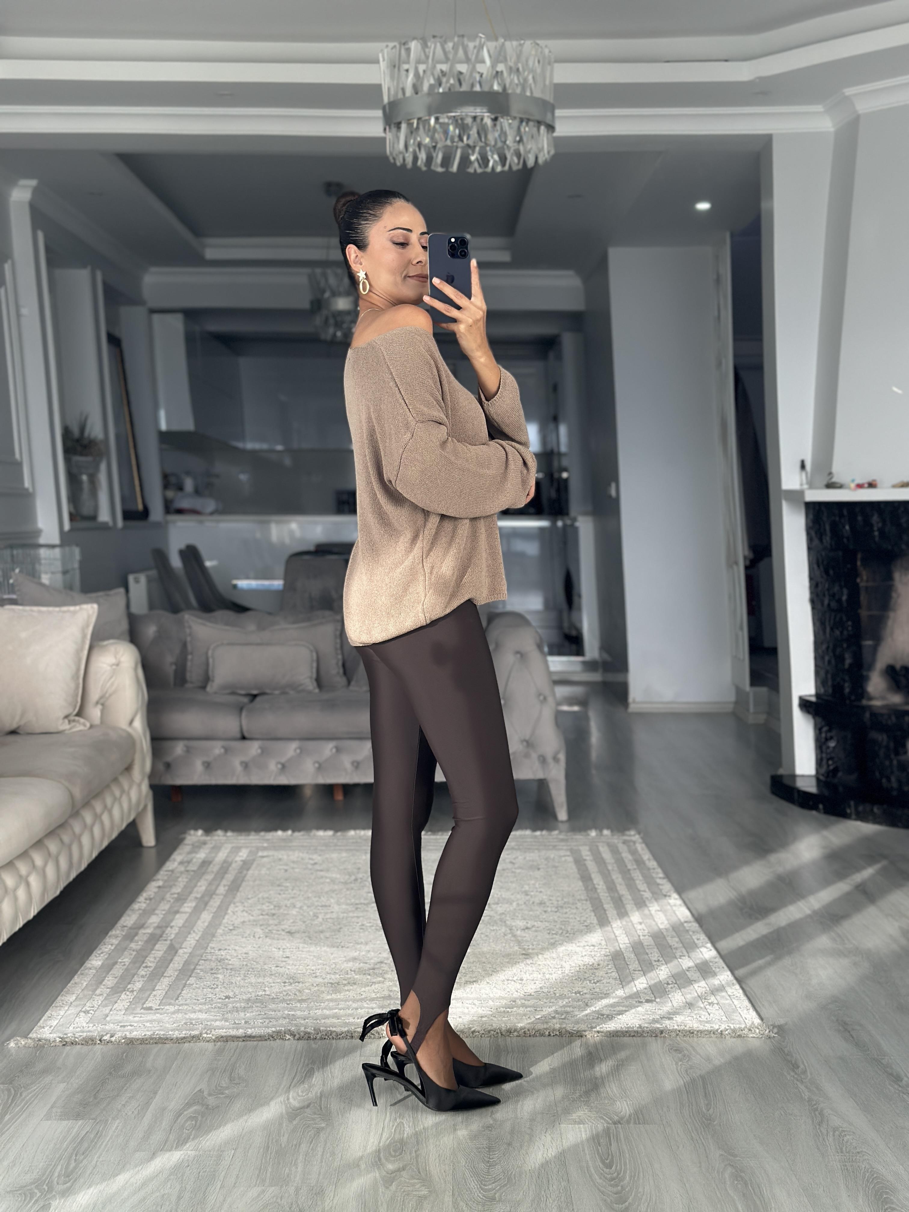 Vizon Oval Yaka Uzun Kol Kadın Triko Kazak