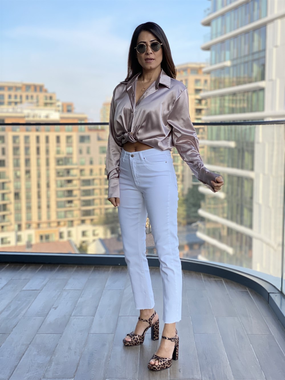 Vizon Oversize Saten Gömlek