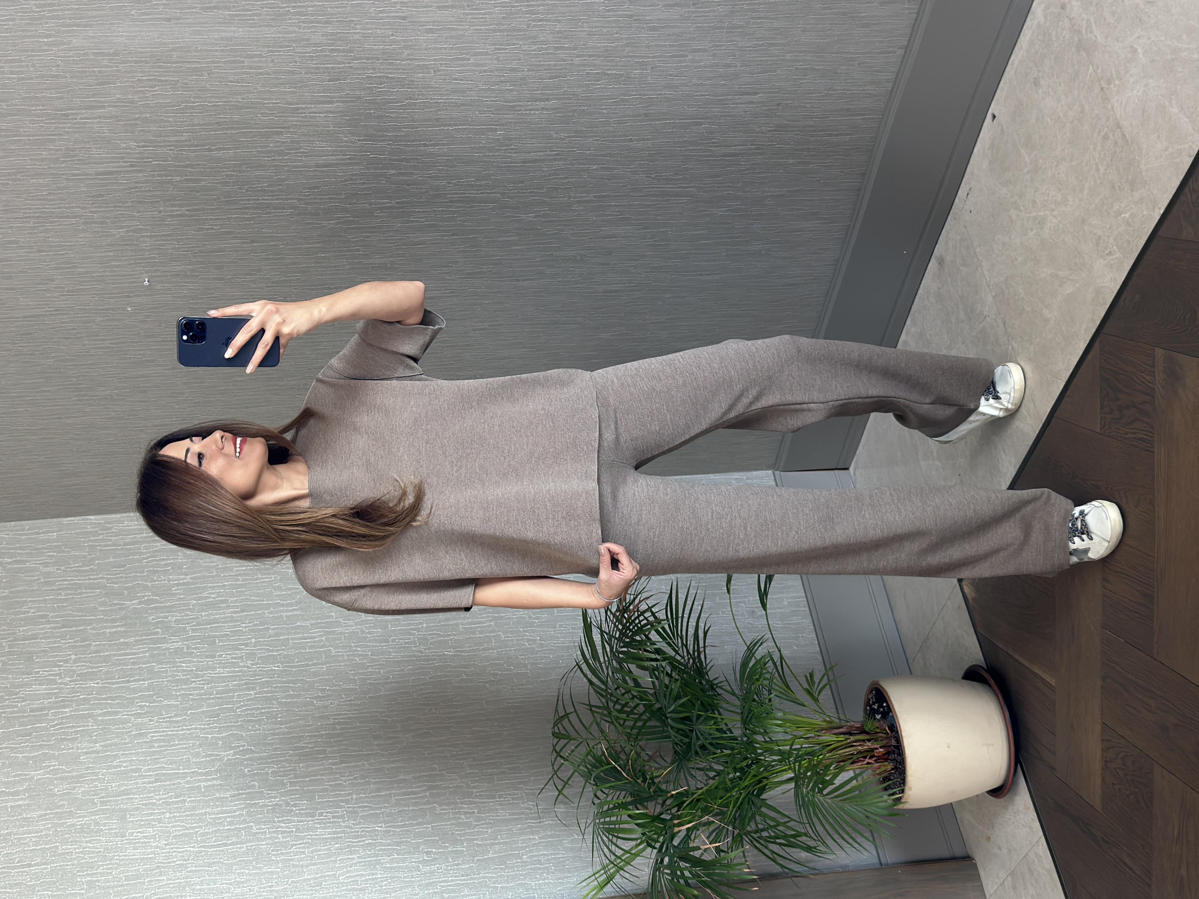 Vizon Pike Örgü Kısa Kol Bluz Pantolon Kadın Alt Üst Takım