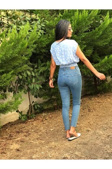 Bebe Mavi Kruvaze Bluz