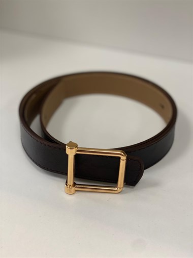 Acı Kahve Gold Çerceve Tokalı Kadın Kemer