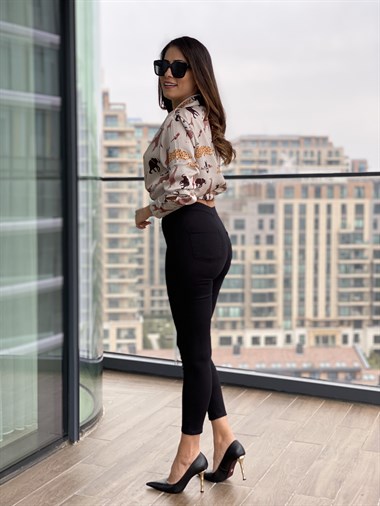 Animal  Desen Saten Gömlek