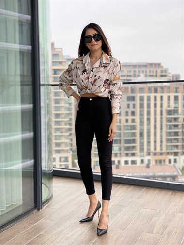 Animal  Desen Saten Gömlek