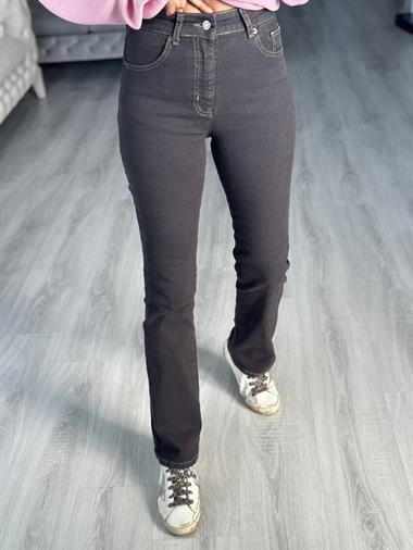 Antrasit Bootcut Flare Power Likra Kadın Jean Pantolon