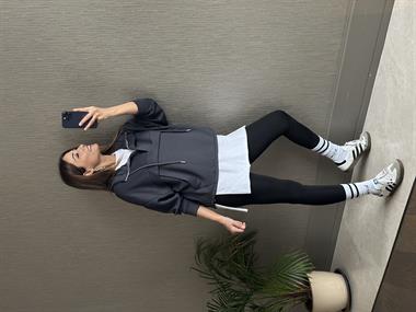 Antrasit Kapüşonlu Yarım Fermuarlı Kanguru Cep Modal Kadın Sweatshirt