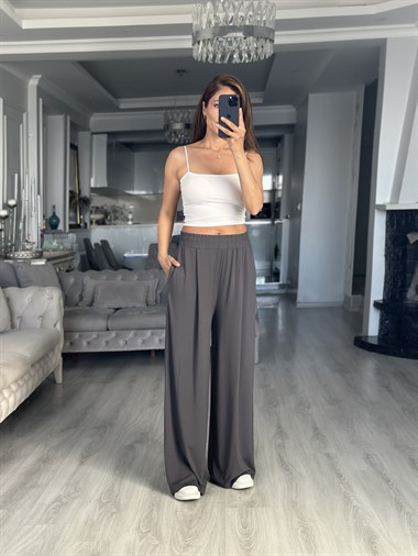 Antrasit Konforlu Modal Cepli Kadın Pantolon