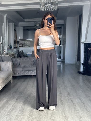 Antrasit Konforlu Modal Cepli Kadın Pantolon