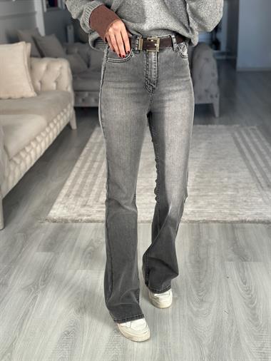 Antrasit Lacarino Likralı İspanyol Paça Kadın Jean Pantolon