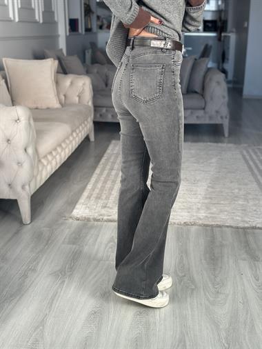 Antrasit Lacarino Likralı İspanyol Paça Kadın Jean Pantolon