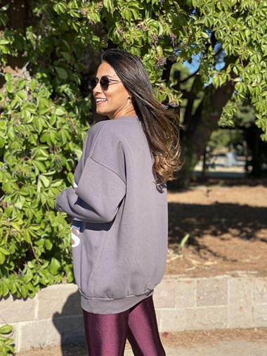 Antrasit Lola Bisiklet Yaka Kadın Sweashirt