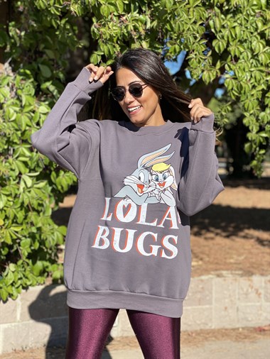 Antrasit Lola Bisiklet Yaka Kadın Sweashirt