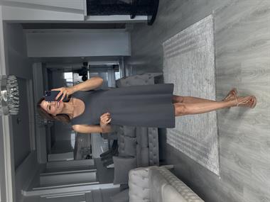 Antrasit Ön Arka U Yaka  Basic Mini Kadın Elbise