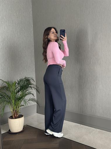 Antrasit Oysh Model Bol Paça Cepli Kadın Modal Eşofman Altı