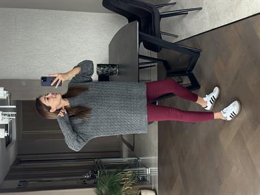 Antrasit Saç Örgülü Yanları Yırtmaçlı Kadın Triko Kazak