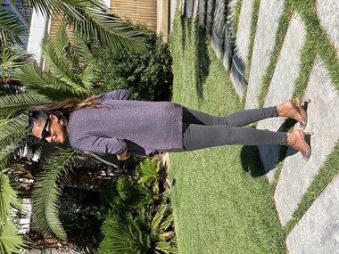 Antrasit Simli V Yaka Merserize Kadın Bluz