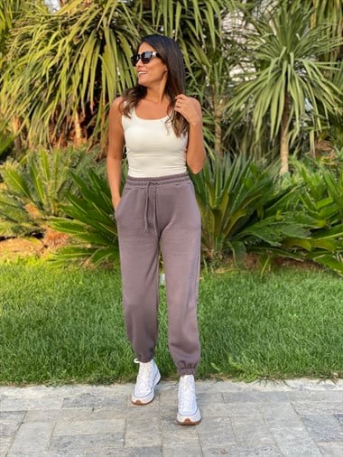 Antrasit Üç İplik İçi Şardonlu Kadın Eşofman Altı