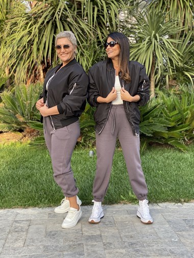 Antrasit Üç İplik İçi Şardonlu Kadın Eşofman Altı