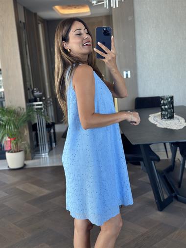 Bebe Mavi Fisto Ön Yakası Düğme Detay Kadın Çan Elbise