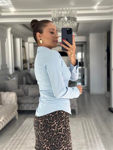 Bebe Mavi Karol Klasik Slim Fit Kadın Gömlek