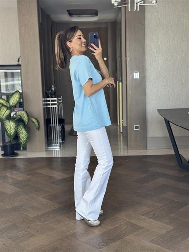 Bebe Mavi Prd Üçgen Logolu Bisiklet Yaka Kadın T-Shirt