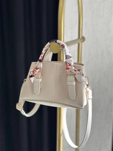 Bej Fular Detaylı Kadın El Ve Omuz Çantası