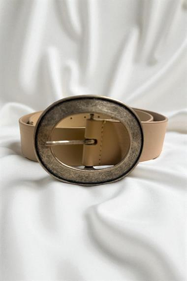 Bej Kalay Oval Tokalı Kadın Kemer