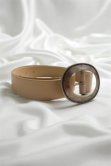 Bej Kalay Oval Tokalı Kadın Kemer