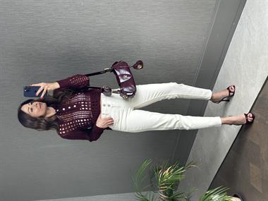 Bej Karol Naturel İki Düğmeli Mom Fit Kadın Jean Pantolon