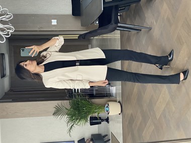 Bej Kendinden Yakalı Kolları Büzgülü Ceket