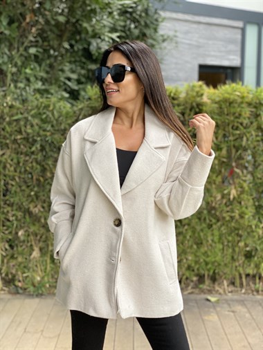 Bej Kolları Manşet Kaşe Kadın Ceket