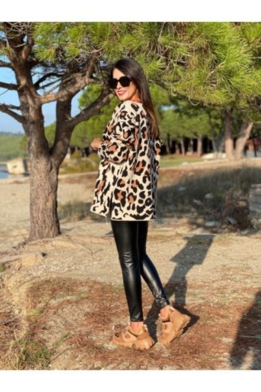 Bej Leopar Triko Kazak