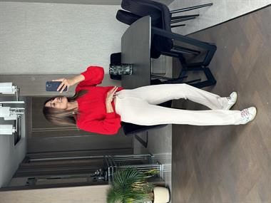 Bej Yüksek Bel Geniş Paça Önü Çımalı Likralı Krep Kadın Pantolon