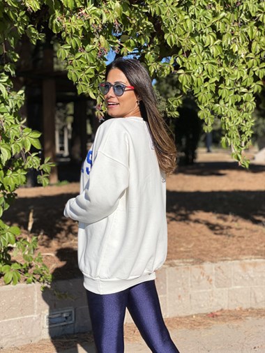 Beyaz Giants Bisiklet Yaka Kadın Sweashirt