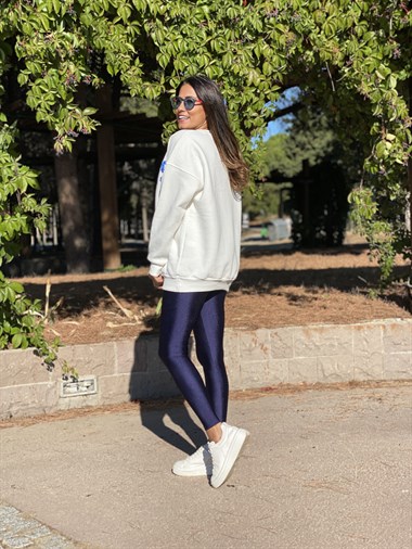 Beyaz Giants Bisiklet Yaka Kadın Sweashirt