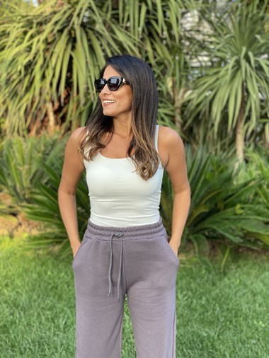 Beyaz Kalın Askılı Kadın Body