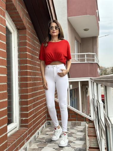 Beyaz Karol Süper Skinny Kadın Jean Pantolon