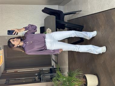 Beyaz Lacarino İspanyol Paça Kadın Jean Pantolon