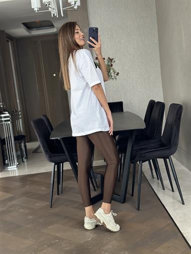 Beyaz Mılan Yazı Baskılı Kadın T-Shirt