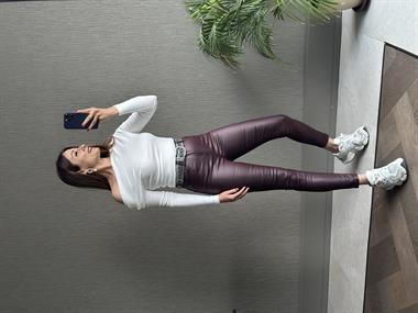 Beyaz Omzu Pileli  Madonna Yaka Uzun Kol Kadın Body