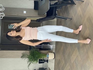 Beyaz Örme Skinny Jean