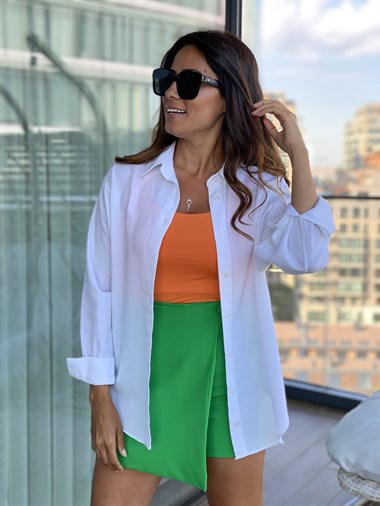 Beyaz Pamuk Kadın Gömlek