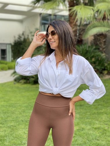 Beyaz Poplin Tek Cepli Tunik Kadın Gömlek