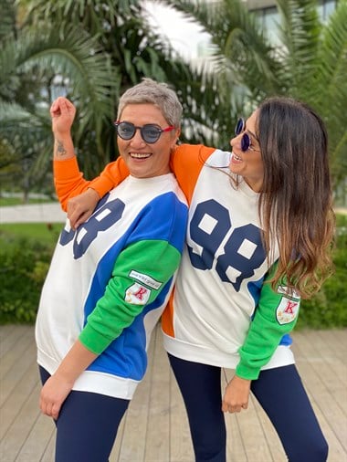 Beyaz Renkli 98 Baskılı Kadın Sweatshirt