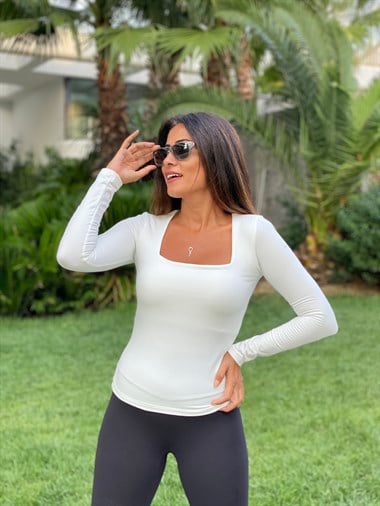 Beyaz Şardonlu Yumoş Kadın Body