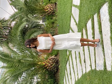 Beyaz Sıfır Kol Eteği Volanlı Aerobin Kadın Elbise