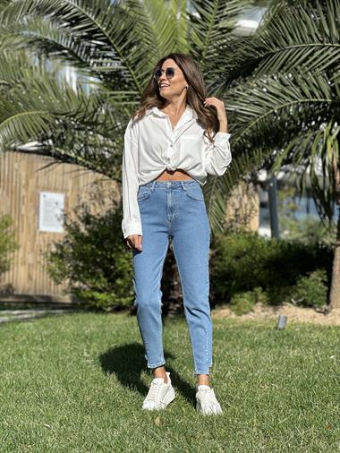 Beyaz Tensel Kadın Gömlek