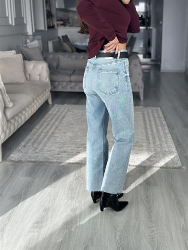 Blue Karol Straight Kesik Paça Kadın Jean Pantolon