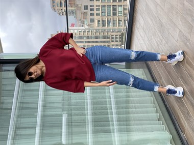 Bordo Bisiklet Yaka Kısa Kol Sweatshirt