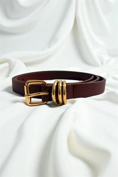 Bordo İnce Üç Köprülü Kadın Kemer